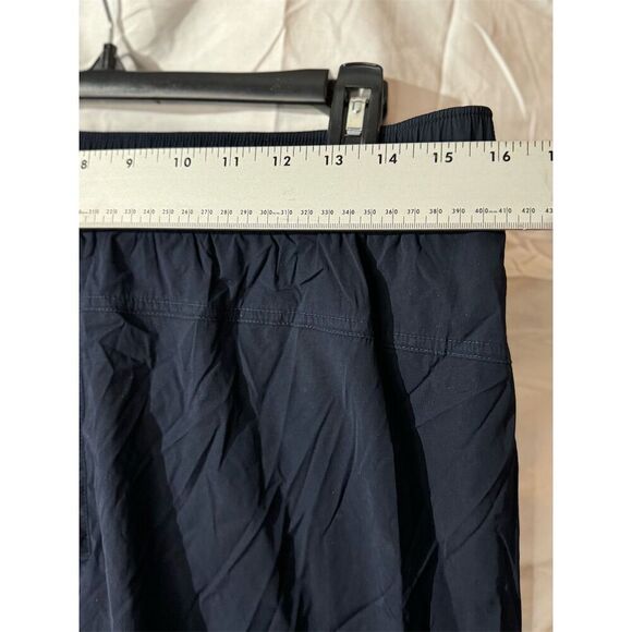 Athleta Navy Nylon Stretch Track Pants M | Zip Pockets Hiking Travel Gorpcore - Picture 7 of 9
